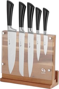 Konyhai kés acél típus 5db-os, fa mágneses nyéllel