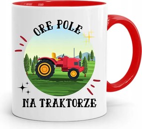 Gazdálkodóknak Piros Ore Mezős Bögre Traktorra, fényképes nyomtatással
