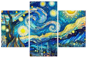 Kép – Csillagos éjszaka mozaikja (90x60 cm)