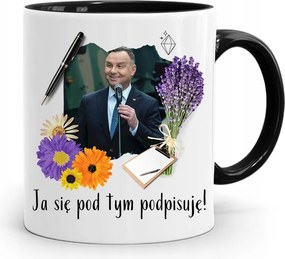 Andrzej Duda Elnök Fekete Bögre Ajándék fényképes nyomtatással
