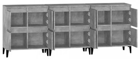 3 db betonszürke szerelt fa tálalószekrény 60 x 35 x 70 cm