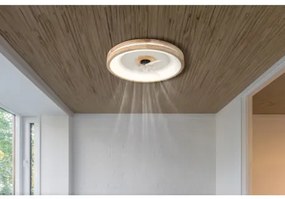 Globo 03650 Mennyezeti ventilátor fém fehér, fa, műanyag fehér/átlátszó, szabályozható, fali kapcsolóval több fokozatban, memória, időzítő, távirányító, 15m², ø:500mm H: 25mm, LED 30W 230V, 300-2250lm, CCT 2700K-6500K