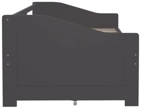 szürke 3 személyes tömör fenyőfa kanapéágy fiókokkal 90x200 cm