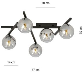 Mennyezeti lámpa SMART 5xE14/10W/230V fekete/szürke
