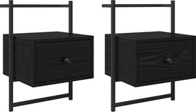 vidaXL Éjjeliszekrény 2 pcs Fekete tölgy 35 x 30 x 51 cm Faanyag