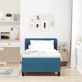 Boxspring Ágy Matraccal Sötétkék 90x190 cm Velúros