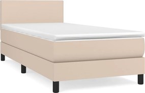 vidaXL cappuccino színű műbőr rugós ágy matraccal 90 x 190 cm