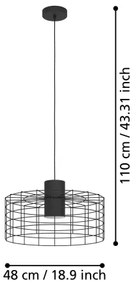 Eglo 43628 - Csillár zsinóron MILLIGAN 1xE27/40W/230V átm. 48 cm fekete