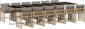 vidaXL 13részes vegyes bézs polyrattan kerti étkezőgarnitúra párnákkal