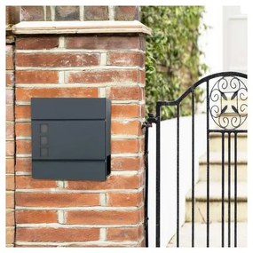 Modern postaláda újságtartóval, antracitszürke