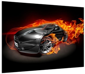 Lángoló autó képe (70x50 cm)