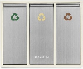 Klarstein Ordnungshütter 3 szemetesláda, szelektív hulladékgyűjtő, 45 l (3 x 15 l), krémszínű
