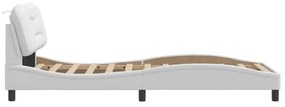 fehér műbőr ágykeret LED-világítással 80 x 200 cm