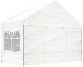 Fehér polietilén pavilon tetővel 8,92 x 4,08 x 3,22 m