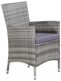 11 részes szürke polyrattan kültéri étkezőgarnitúra párnával