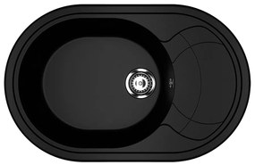 Ulgran U-610-344 Csepegtetőtálcás Gránit Mosogató - Ovális, Matt Fekete