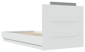 fehér ágykeret fejtámlával és LED-világítással 90 x 190 cm