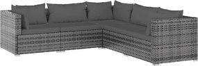 5 részes szürke polyrattan kerti ülőgarnitúra párnákkal