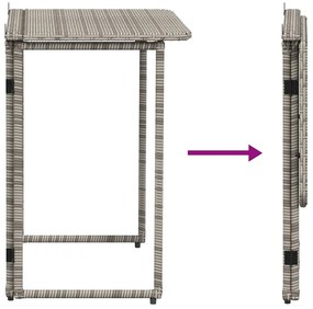 szürke polyrattan összecsukható kerti asztal 90x51x75 cm