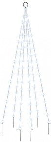karácsonyfa zászlórúdon 108 hideg fehér LED-del 180 cm