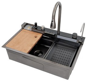 Catania multifunkciós rozsdamentes mosogató digitális csapteleppel