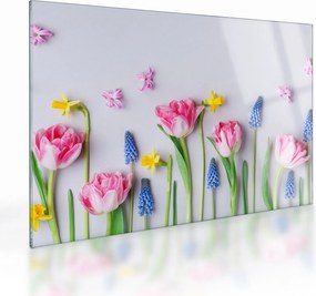 Tavaszi virágok képe (üvegen) (70x50 cm)