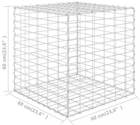 kocka alakú acélhuzal gabion magaságyás 60 x 60 x 60 cm