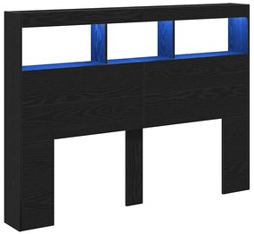 fekete tölgy színű áthidalószekrény LED-ekkel 140 x 17 x 102 cm