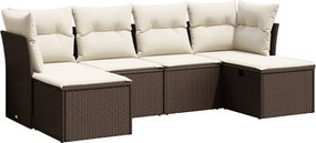 vidaXL 6 részes barna polyrattan kerti ülőgarnitúra párnával