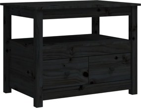 vidaXL fekete tömör fenyőfa dohányzóasztal 71 x 49 x 55 cm