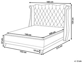 Tópszínű bársony franciaágy 140 x 200 cm AYETTE Beliani