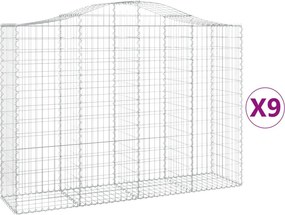 vidaXL 9 db íves horganyzott vas gabion kosár 200x50x140/160 cm
