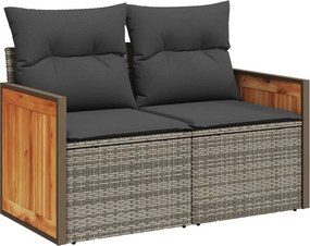 vidaXL 2 személyes szürke polyrattan kerti kanapé párnával