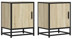 Éjjeliszekrények 2 db Sonoma tölgy 40x31x50 cm Gépi fa és fém