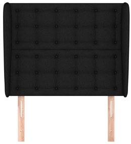 fekete szövet fejtámla szárnyakkal 93 x 23 x 118/128 cm