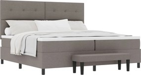 vidaXL Boxrugós ágy matracmal fejtámlával Tópszínű 200 x 200 cm szövet
