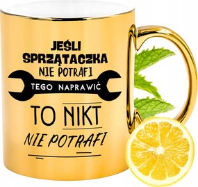 Prémium Arany Csillogó Bögre Takarítónőnek Ajándék Nyomtatott Fotóval