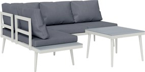 Outsunny Kerti Bútor Szett 4 Főre Időjárásálló Erkély Bútor Szett 2-Fős Kanapéval, Párnákkal, Oldalasztallal, Acél Kültéri Ülőgarnitúra Terasz Bútor K
