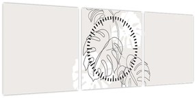 Kép - Vonalkép monstera N⁰3 (órával) (90x30 cm)