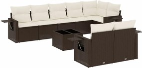 vidaXL 9 részes barna polyrattan kerti ülőgarnitúra párnákkal