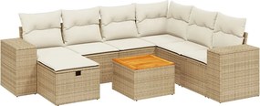 vidaXL 8 részes bézs polyrattan kerti ülőgarnitúra párnával