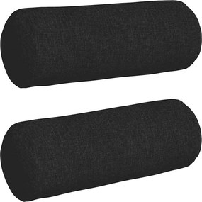 vidaXL Hengerpárnák 2 pcs Fekete Ø 25 x 70 cm szövet