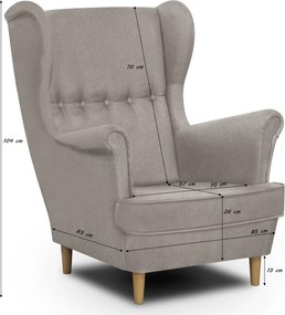 MALMO Füles fotel Szürke/sötétbarna