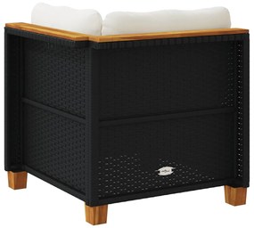 fekete polyrattan kerti sarokkanapé párnával