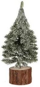 Karácsonyi dekoráció Fa egy tuskón, 19 cm, fagyos,2 db-os szett