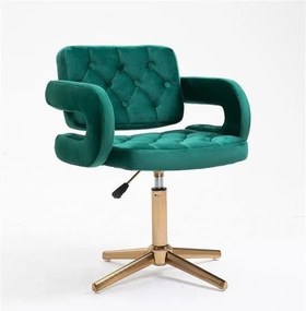 HR8403CROSS Sötétzöld modern velúr szék arany lábbal