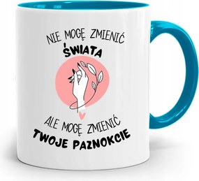 Kék Bögre Kozmetikusnak Nem Tudom Megváltoztatni a fényképes nyomattal