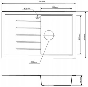 Gránit mosogató NERO Eris + kihúzható zuhanyfejes Snake csaptelep + adagoló + dugókiemelő (matt fekete)