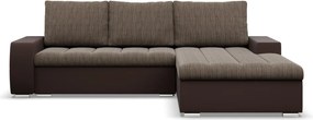 Toronto sarokkanapé, 2 ágyneműtartóval, fonott + műbőr, jobboldali, barna