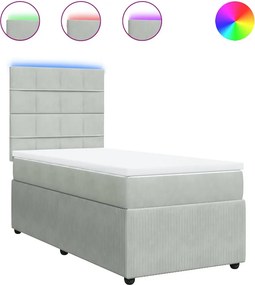 vidaXL világosszürke bársony rugós ágy matraccal 90x190 cm